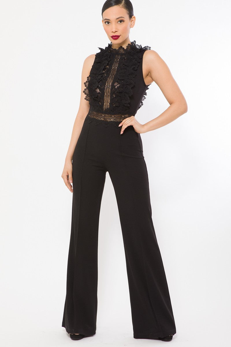 Fashionista Crochet Lace Bodice Jumpsuit