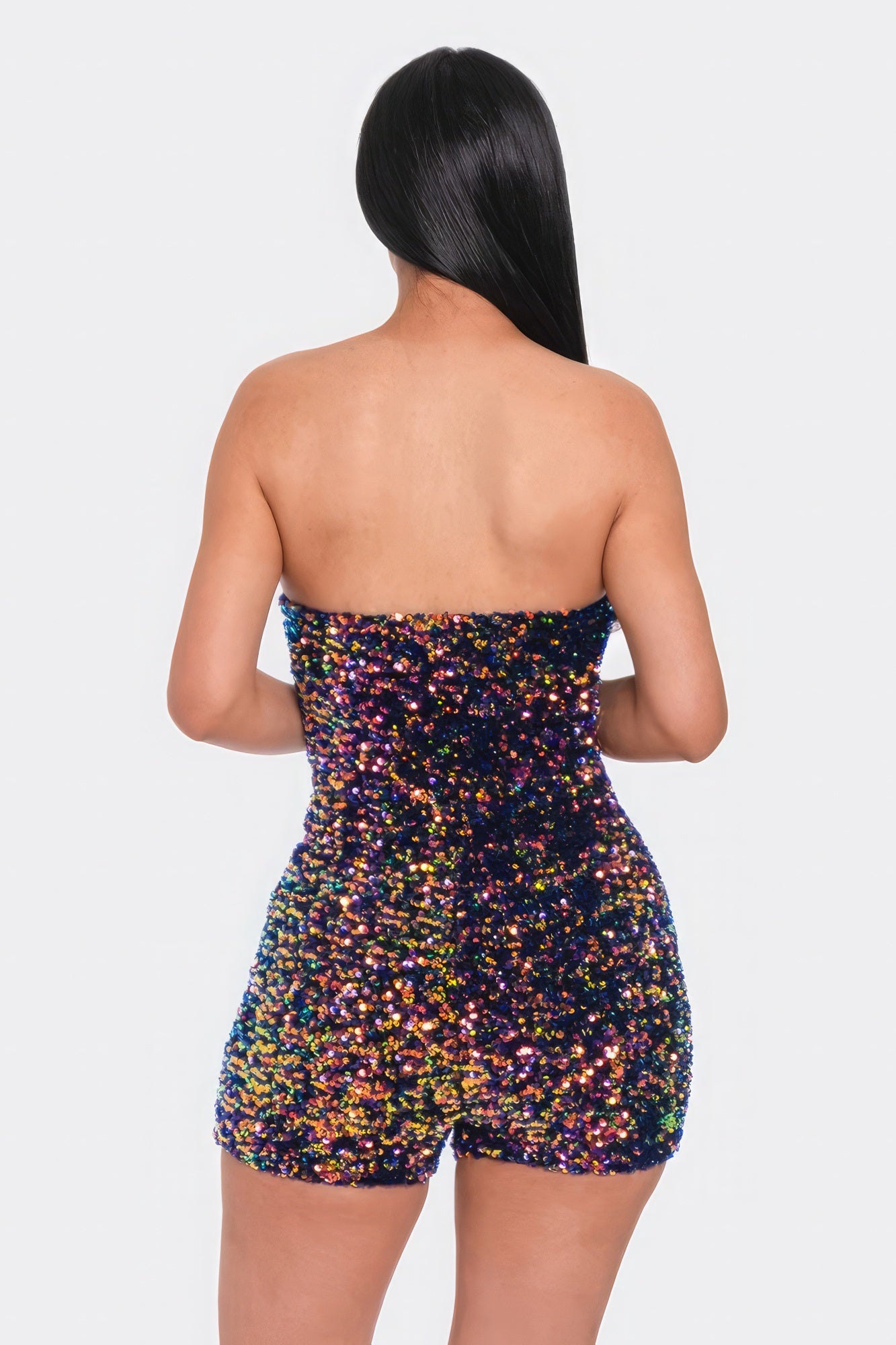 Fashionista Navy Gold Sequin Tube Romper