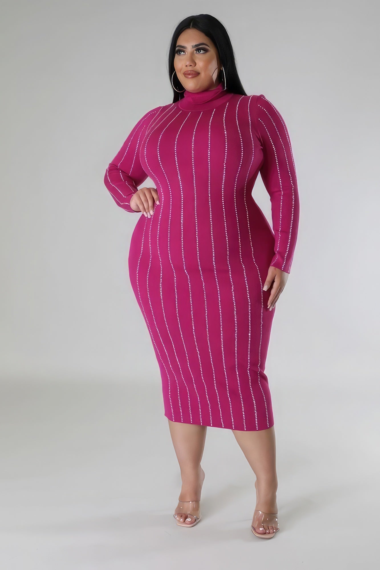 Fashionista Magenta Turtle Neck Dress