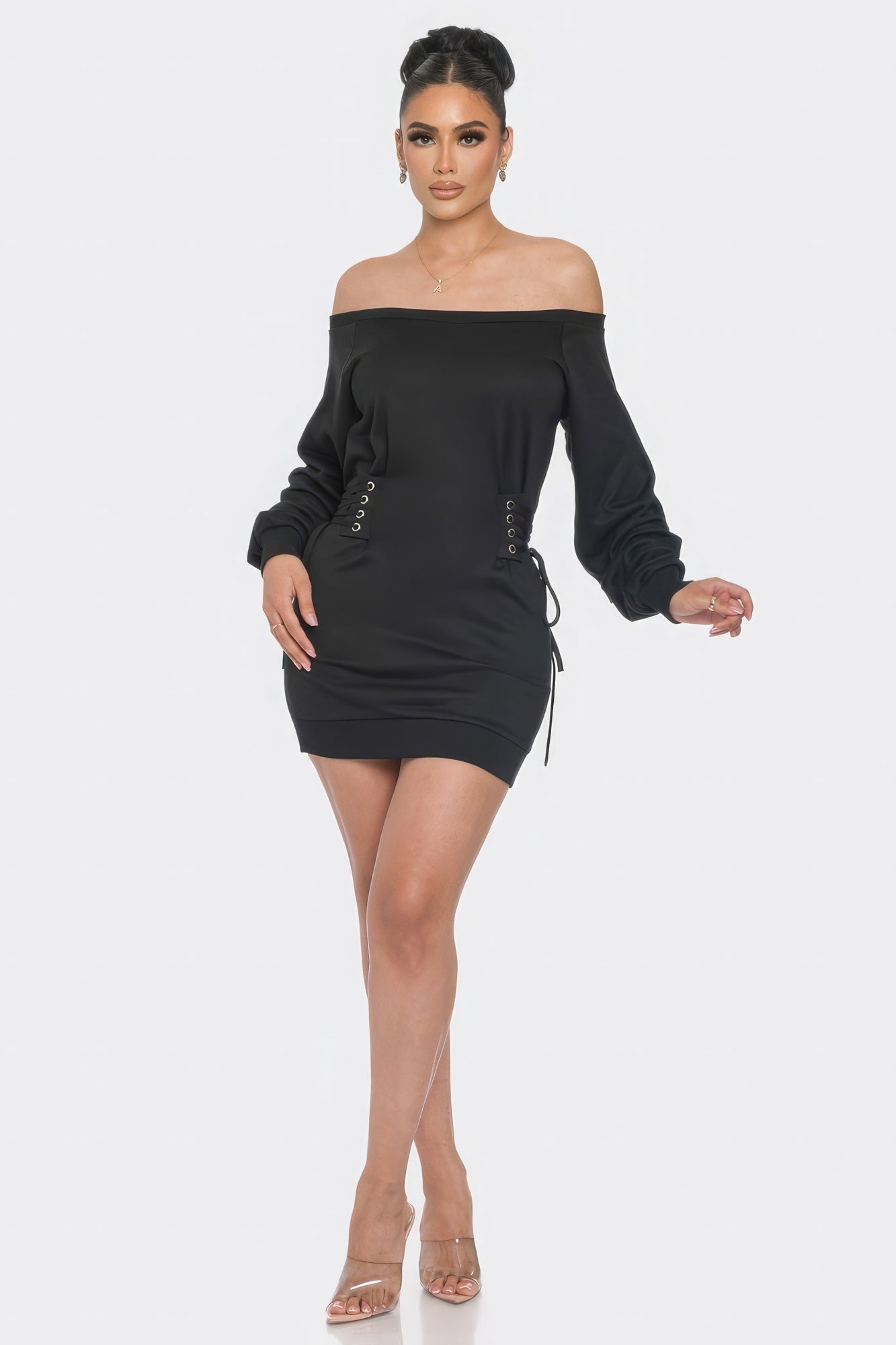 Fashionista Black Off Shoulder Mini Dress