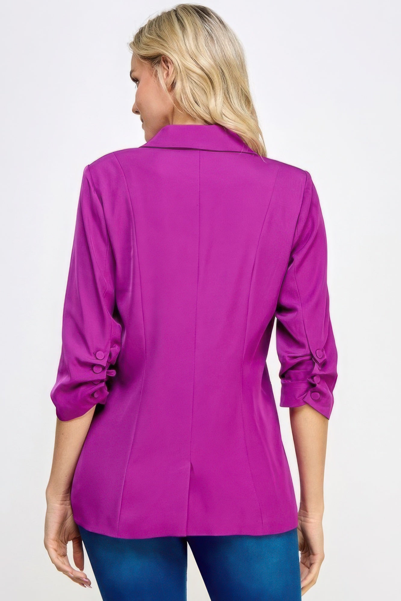 Fashionista Buttoned 3/4 Sleeve Blazer