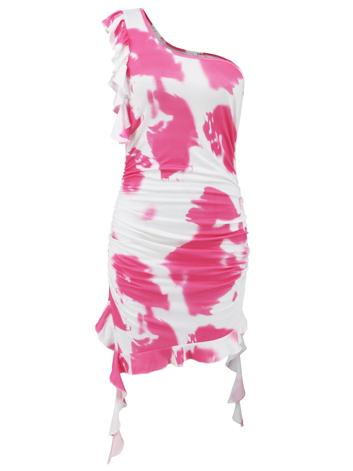 Fashion Tie-Dye Single Shoulder Mini Dress