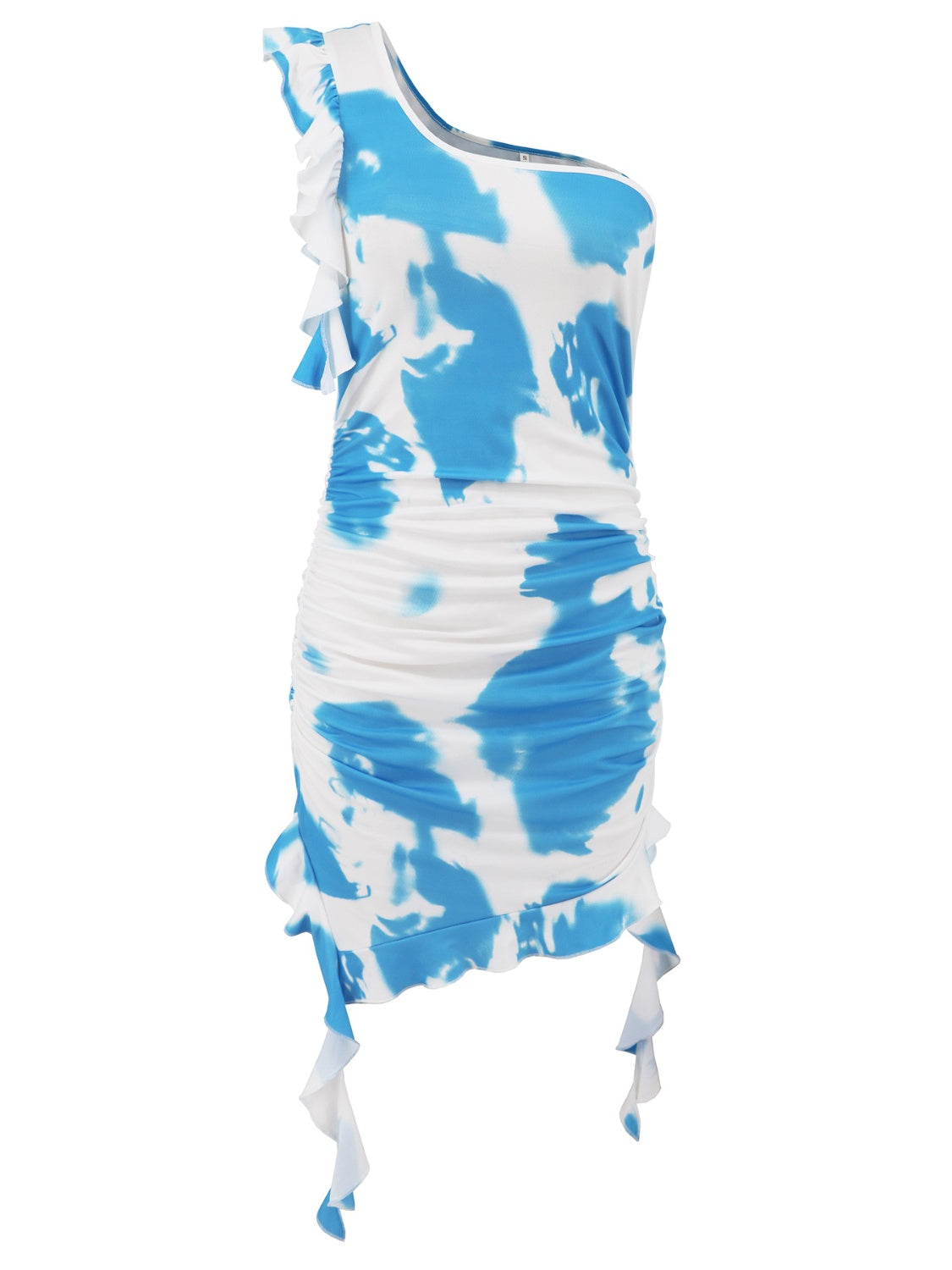 Fashion Tie-Dye Single Shoulder Mini Dress