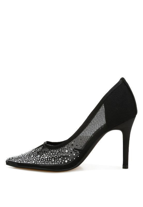 Fashionista Mesh Rhinestone Stiletto Pumps