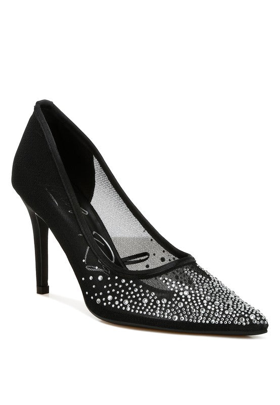 Fashionista Mesh Rhinestone Stiletto Pumps