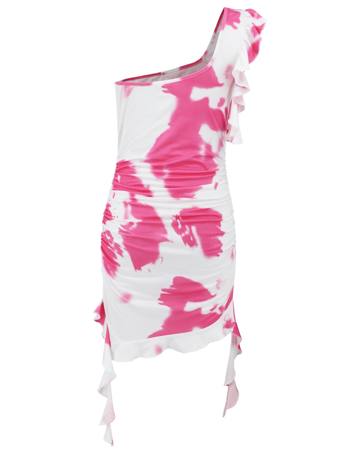 Fashion Tie-Dye Single Shoulder Mini Dress