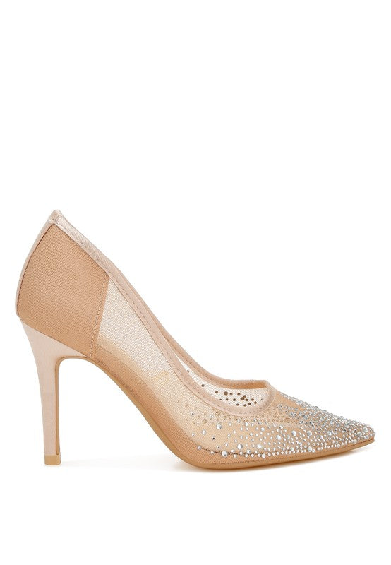 Fashionista Mesh Rhinestone Stiletto Pumps