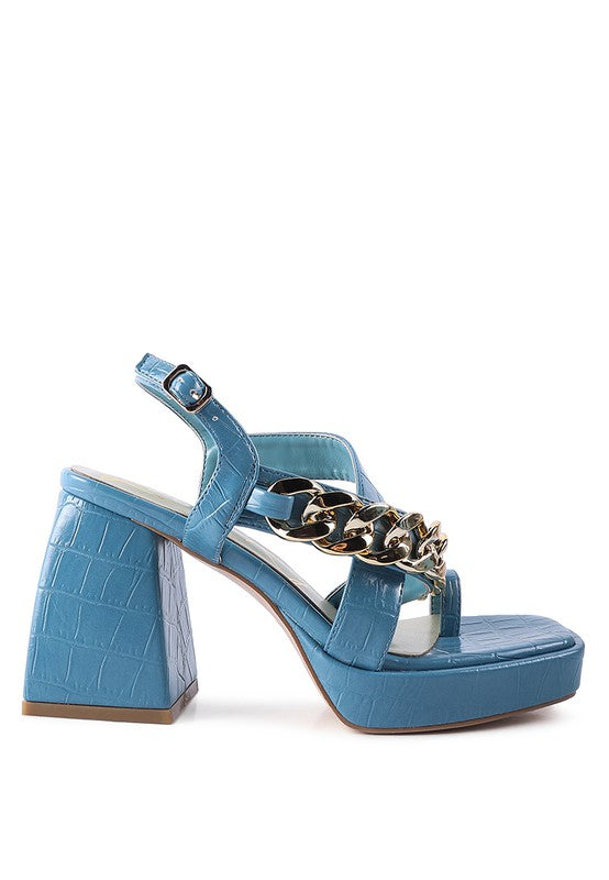 FRECKLIN METAL CHAIN STRAP CROC BLOCK SANDAL - xclsvafashion.com