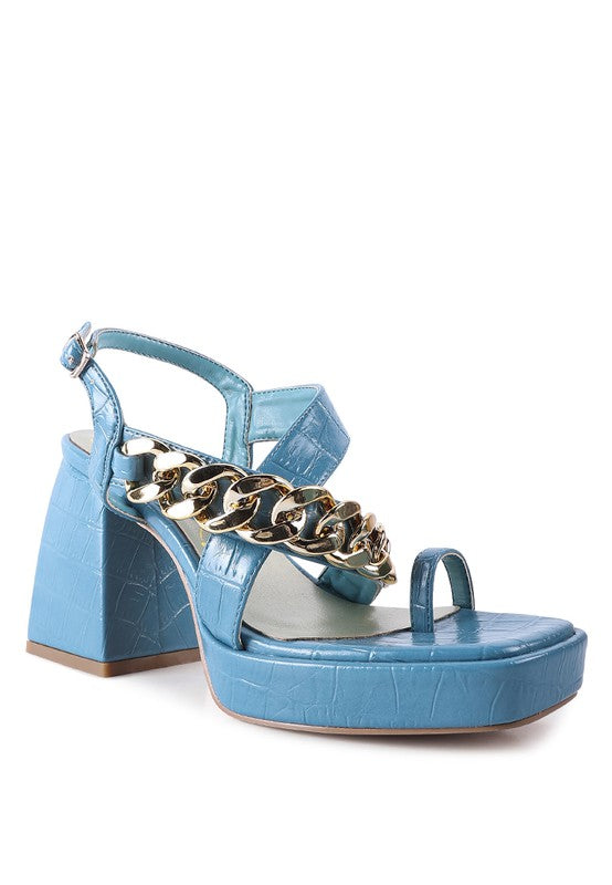 FRECKLIN METAL CHAIN STRAP CROC BLOCK SANDAL - xclsvafashion.com