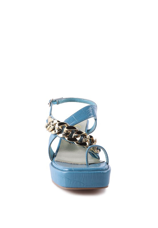 FRECKLIN METAL CHAIN STRAP CROC BLOCK SANDAL - xclsvafashion.com