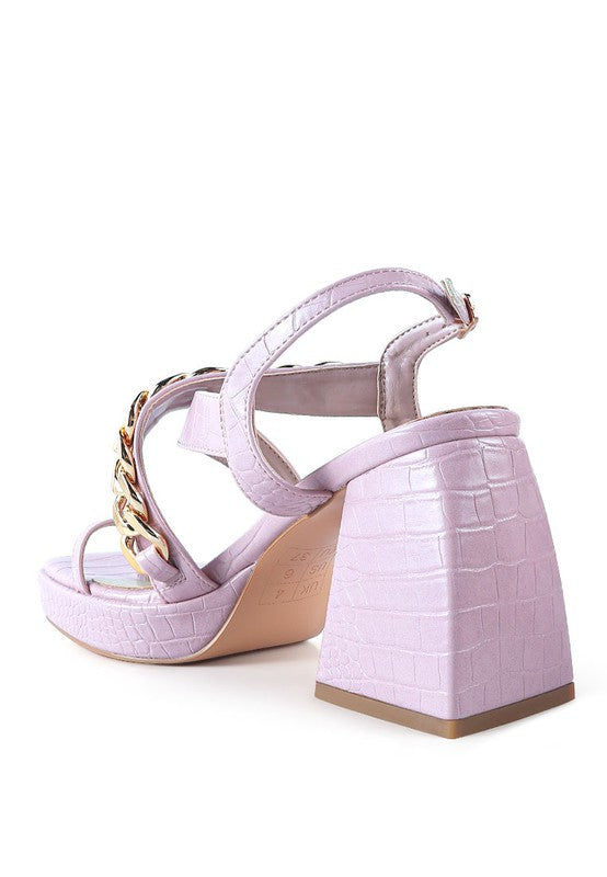 FRECKLIN METAL CHAIN STRAP CROC BLOCK SANDAL - xclsvafashion.com