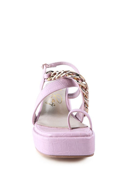 FRECKLIN METAL CHAIN STRAP CROC BLOCK SANDAL - xclsvafashion.com