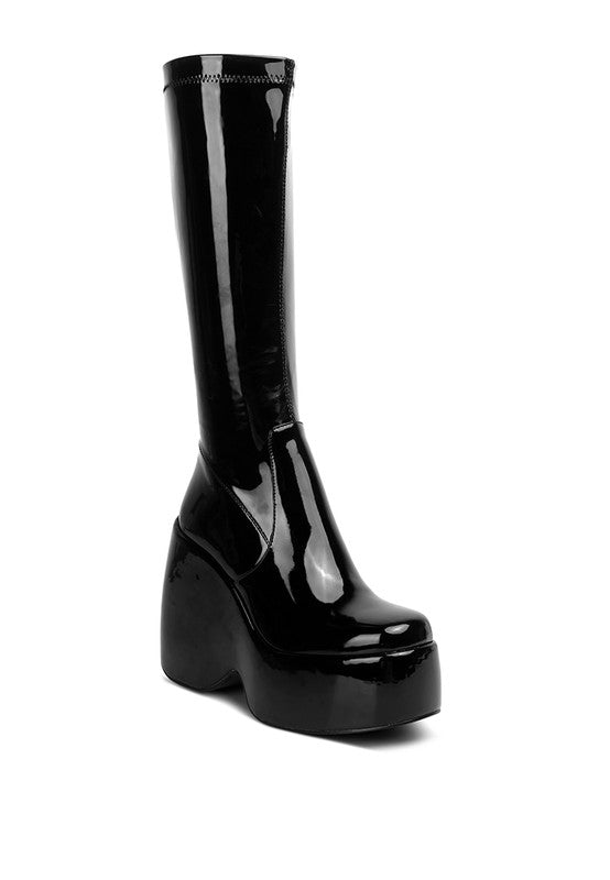 Fashionista Patent High Platfrom Calf Boots