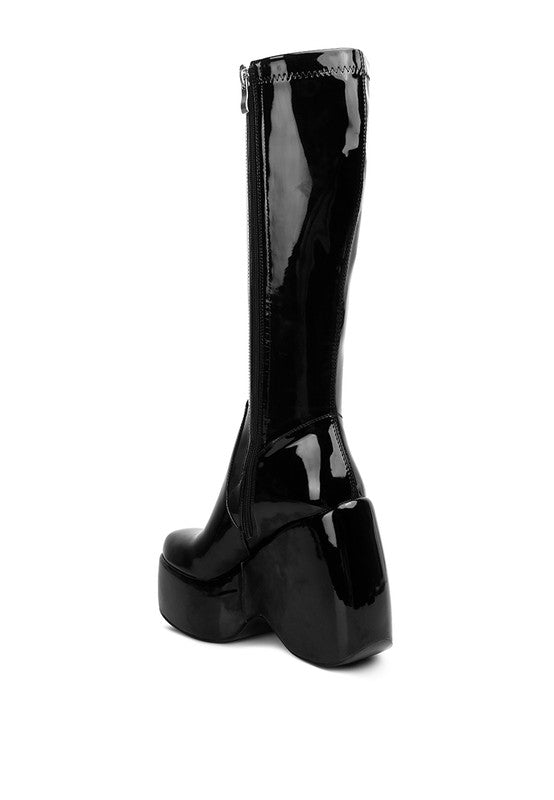 Fashionista Patent High Platfrom Calf Boots