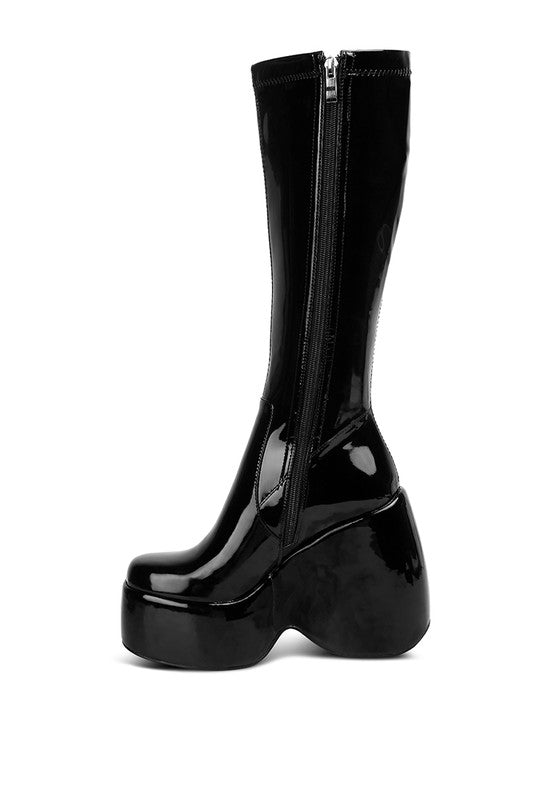 Fashionista Patent High Platfrom Calf Boots