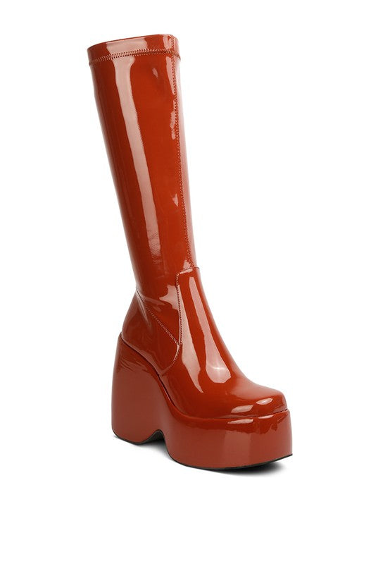 Fashionista Patent High Platfrom Calf Boots