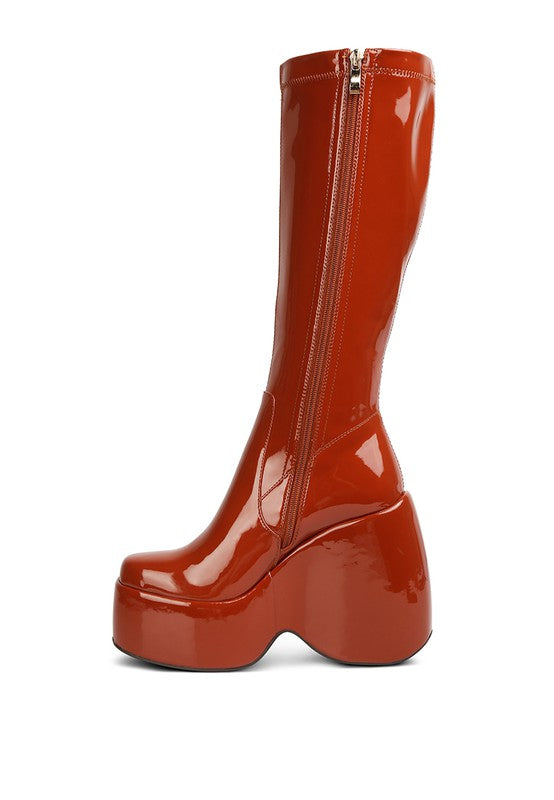 Fashionista Patent High Platfrom Calf Boots