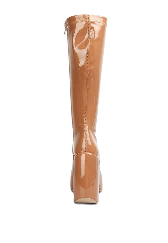 Fashionista Patent High Platfrom Calf Boots