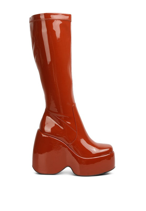 Fashionista Patent High Platfrom Calf Boots