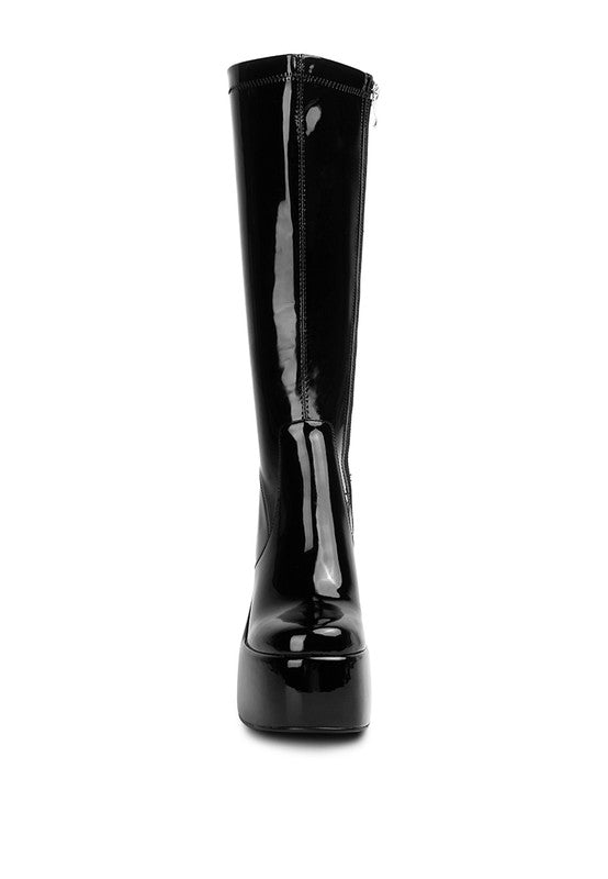 Fashionista Patent High Platfrom Calf Boots