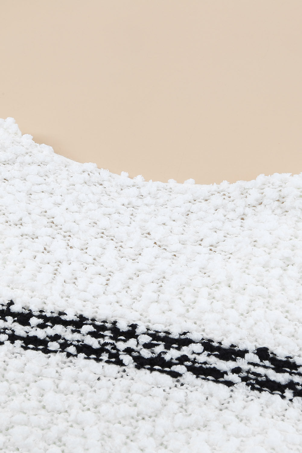 Striped V-Neck Popcorn Knit Sweater XCLSVAFASHION