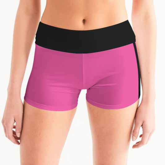 VGVXN Pink and Black Mid-Rise Yoga Shorts