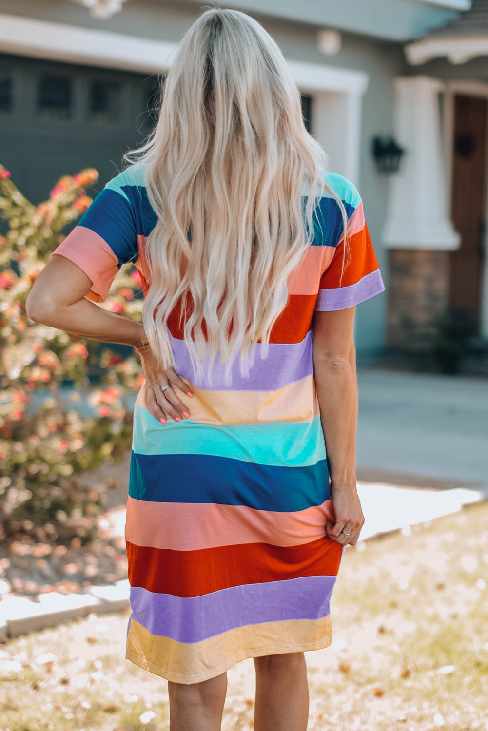 Women Color Block Side Slit Mini Dress XCLSVAFASHION