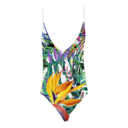 VG Tropical Lacing Backless One-Piece Swimsuits XCLSVAFASHION