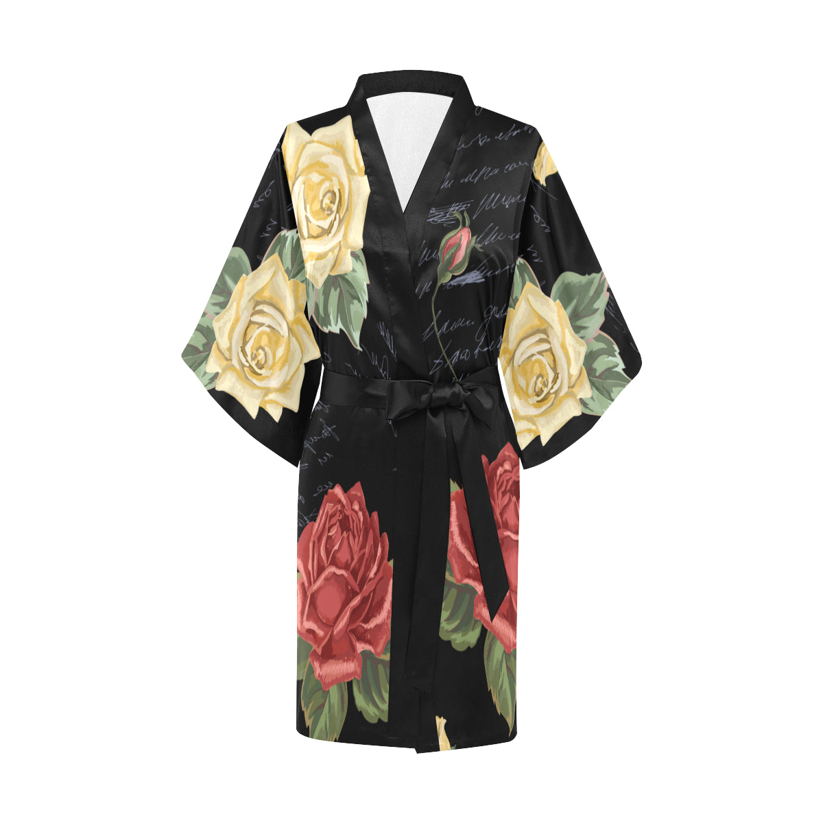 VG Floral Black Short Kimono Robe XCLSVAFASHION