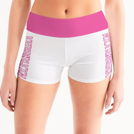VGVXN White and Pink Yoga Shorts
