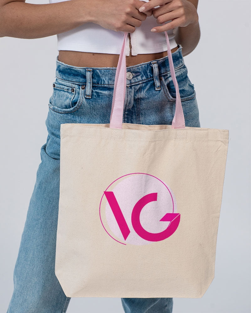 VGQRCODE Canvas Tote with Contrast-Color Handles | Q-Tees