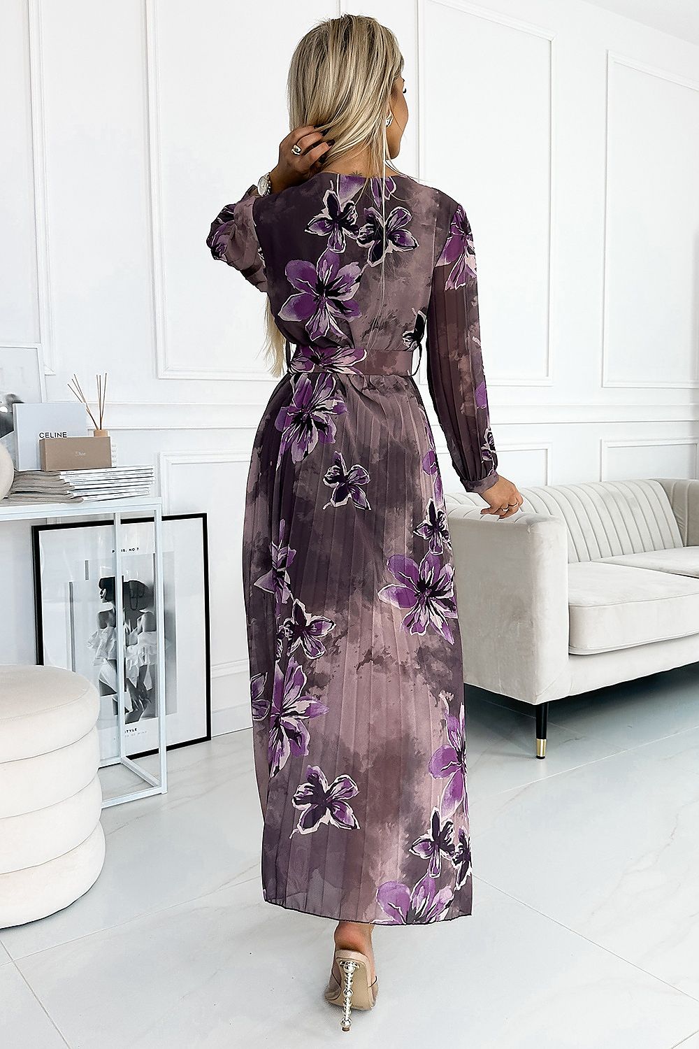 Fashionista Purple Large Flower Long Dress - xclsvafashion.com