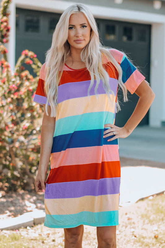 Women Color Block Side Slit Mini Dress XCLSVAFASHION