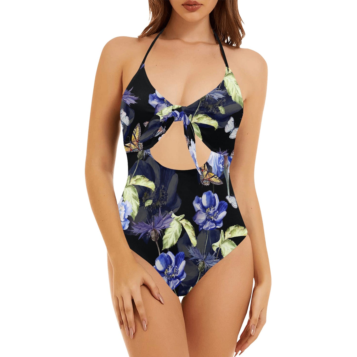 VG Purple Backless Bow Hollow Out Swimsuit XCLSVAFASHION